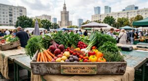 A high-angle, professional editorial shot of a vibrant, rustic wooden crate overflowing with fresh,